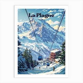 La Plagne France Winter Resort Travel Art Art Print