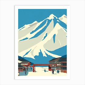 Hakuba, Japan Midcentury Vintage Skiing Poster Art Print