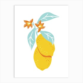 Lemons And Flowers Art Print