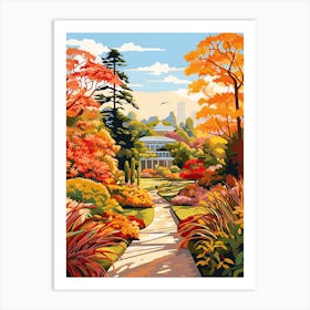 Huntington Library, Art Collections, And Botanical Gardens, Usa In Autumn Fall Illustration 3 Art Print