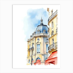 Watercolor Sketch Of A Building In Paris Art Print