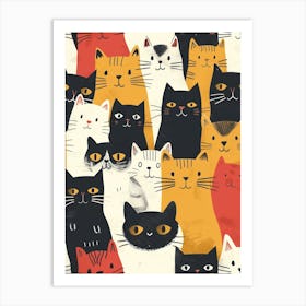 Repeatable Artwork With Cute Cat Faces 2 Art Print