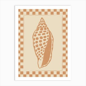 Seashell 10 with Checkered Border Art Print