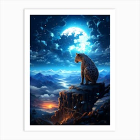 Leopard In The Moonlight Art Print