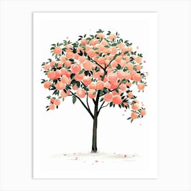 Peach Tree Pixel Illustration 4 Art Print