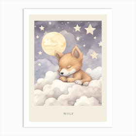 Sleeping Baby Wolf Nursery Poster Art Print