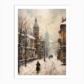Vintage Winter Painting Vienna Austria 3 Art Print