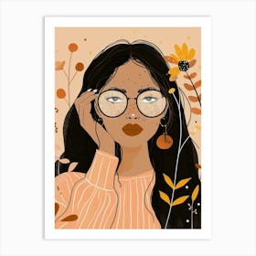 Girl With Glasses 4 Art Print