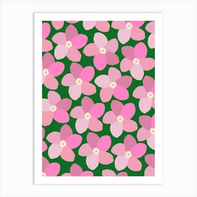 Retro Flower Pink And Green Art Print