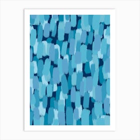 Blue Abstract Painterly Brush Strokes Art Print