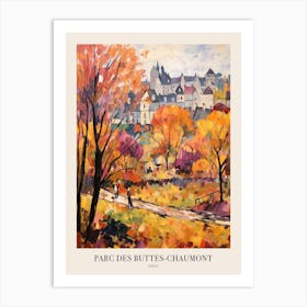 Autumn City Park Painting Parc Des Buttes Chaumont Paris France 2 Poster Art Print