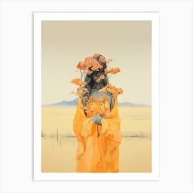 portrait of a woman in a field illustration 9 Art Print