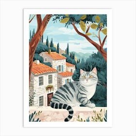 American Shorthair Cat Storybook Illustration 3 Art Print