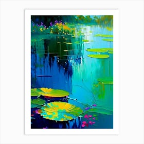 Pond With Lily Pads Water Waterscape Bright Abstract 2 Art Print