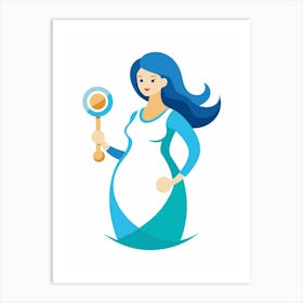 Pregnant Woman With Magnifying Glass Art Print