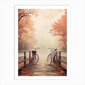 Two Bicycles On A Bridge Art Print