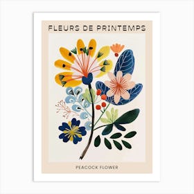 Spring Floral French Poster  Peacock Flower 1 Art Print