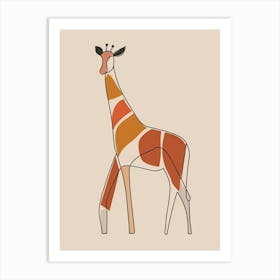 Giraffe - Boho, Line Art 28 Art Print