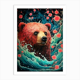 Bear In The Water 2 Art Print