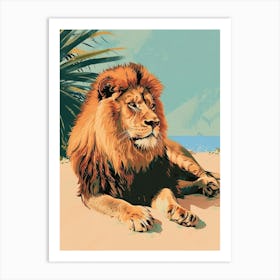 Barbary Lion Resting In The Sun Illustration 1 Art Print