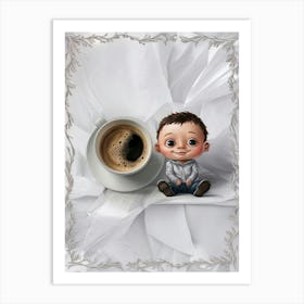 Little Boy With A Cup Of Coffee Art Print