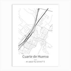 Cuarte De Huerva,Spain Minimalist Map Art Print