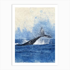 Humpback Whale Jumping Art Print