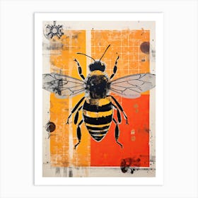 Bee, Woodblock Animal Drawing 4 Art Print
