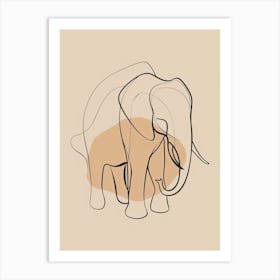 Elephant Drawing - Boho, Line Art 3 Art Print