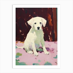 A Bichon Frise Dog Painting, Impressionist 4 Art Print