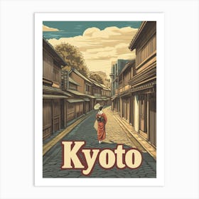 Aihrgdesign A Retro Travel Poster For Kyoto 2 Art Print