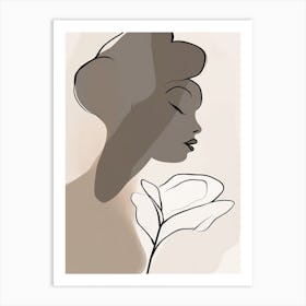 Woman Silhouette Line Art Abstract 7 Art Print