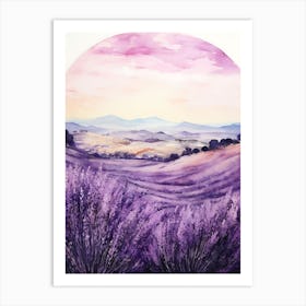 Lavender Field Watercolor Painting Art Print