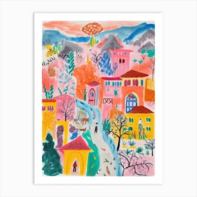 Tehran, Dreamy Storybook Illustration 4 Art Print