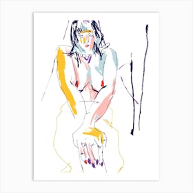 Woman With Crossed Hands Art Print