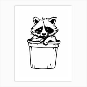 A Minimalist Line Art Piece Of A Barbados Raccoon 4 Art Print