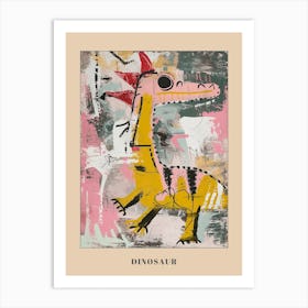 Graffiti Pastel Pink Dinosaur Poster Art Print