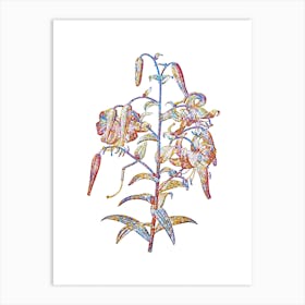 Stained Glass Tiger Lily Mosaic Botanical Illustration on White n.0168 Art Print