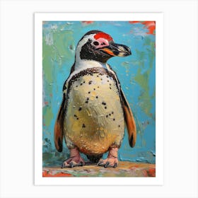 African Penguin Carcass Island Oil Painting 1 Art Print