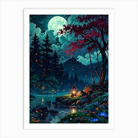 Night Landscape Painting Art Print