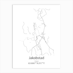 Jakobstad,Finland Minimalist Map Art Print