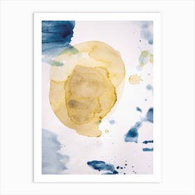 Aquarelle Mustard Yellow Meets Sea Blue Art Print