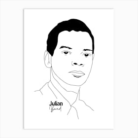 Julian Bond American Activist Legend in Line Art Art Print