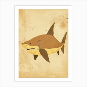 Cute Beige Tones Shark 3 Art Print