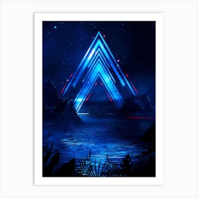 Neon landscape: Blue Triangle [synthwave/vaporwave/cyberpunk] — aesthetic retrowave neon poster Art Print