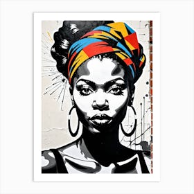 Vintage Graffiti Mural Of Beautiful Black Woman 41 Art Print