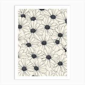 Daisy Flowers Line Drawing Art Print