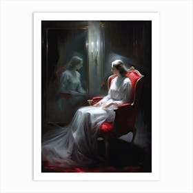 Woman In A Red Chair Art Print