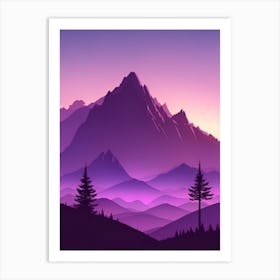 Misty Mountains Vertical Composition In Purple Tone 49 Art Print