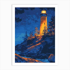 Lighthouse At Night 13 Art Print